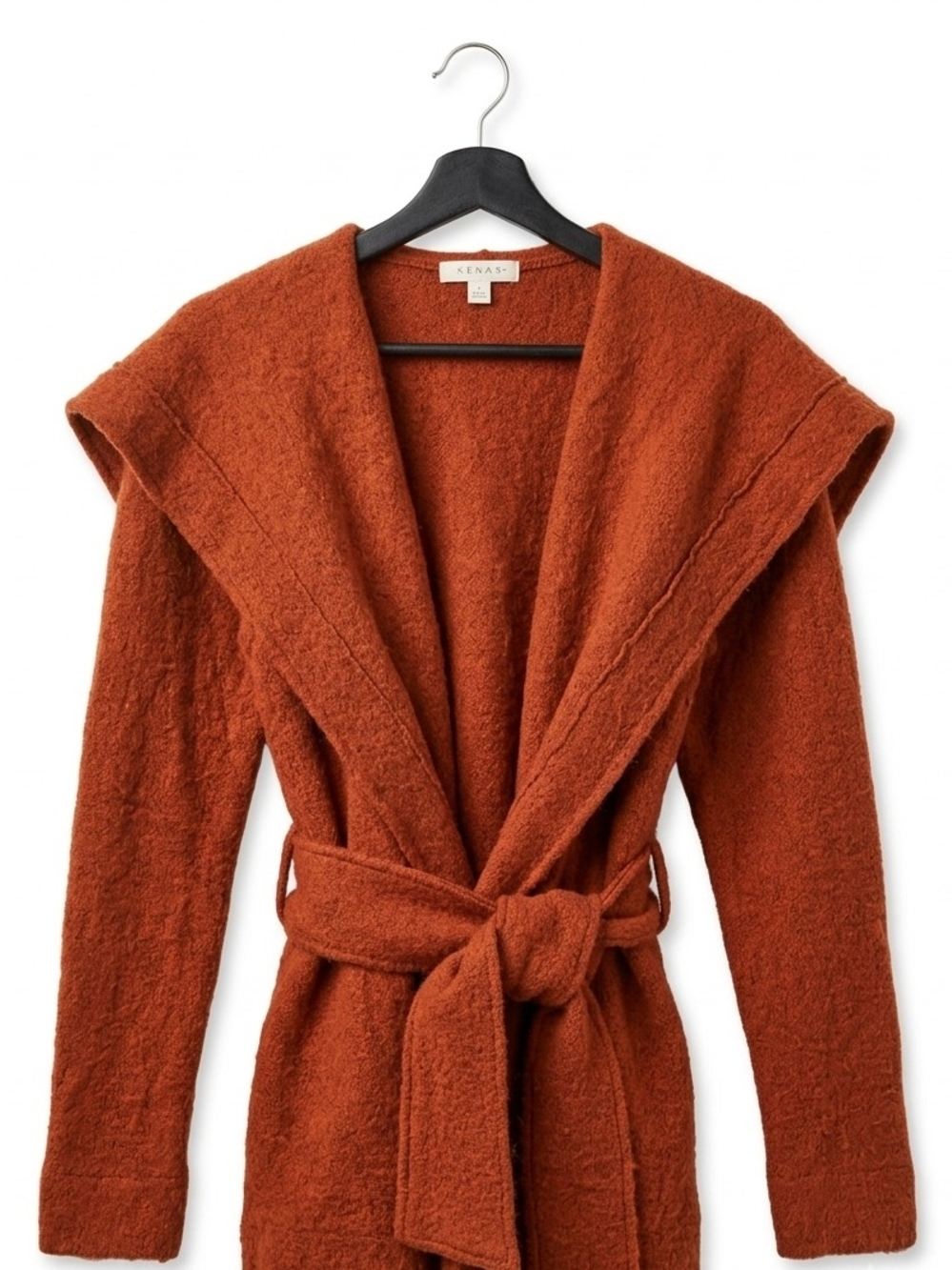 Kenar Rust Hooded Belted Cardigan